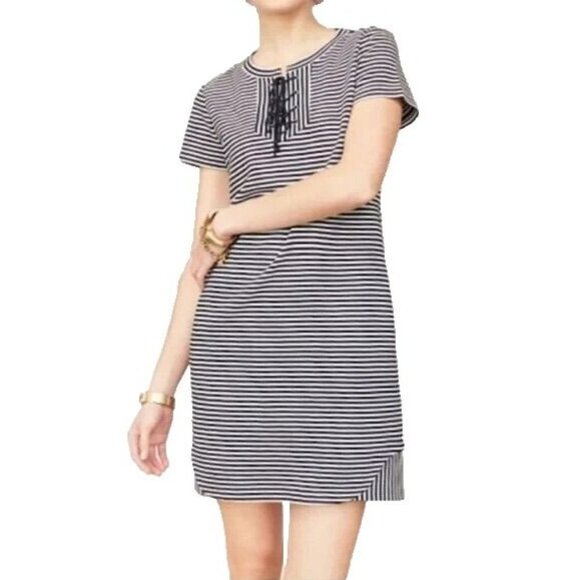 Cabi Womens Captain Shift Dress Size XS Navy White Striped Short Sleeve #5268 - Picture 1 of 10